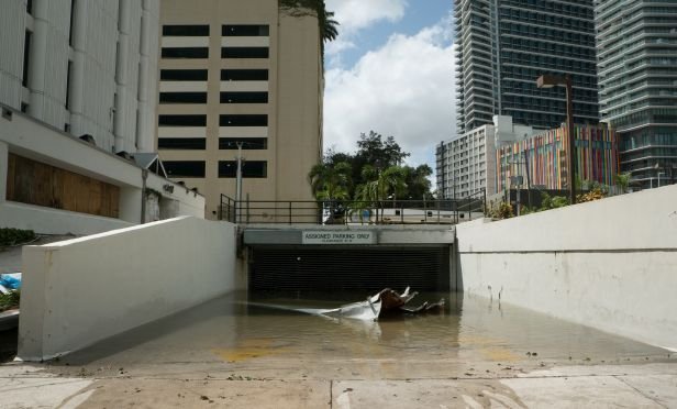 flooded parking garage
