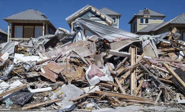 Hurricane debris and rubble