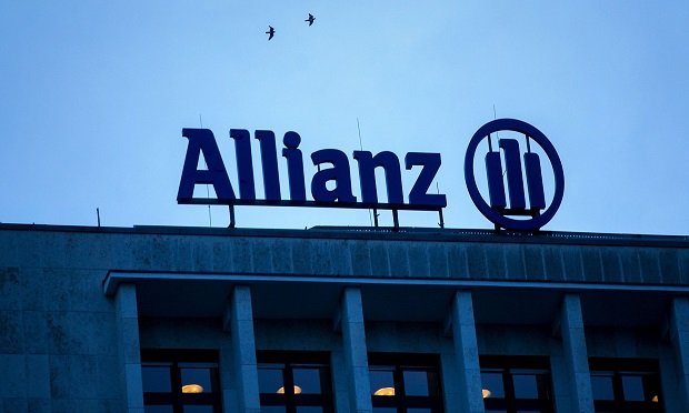 The Allianz SE logo sits on a top of a building in Berlin, Germany, on Wednesday, Jan. 4, 2017. Germany had another year of firm growth in 2016 and should continue to be propelled in 2017 by consumer spending. (Photo: Krisztian Bocsi/Bloomberg)