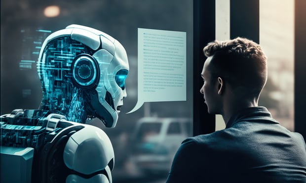 person talking with robotic ai.futuristic technology or machine learning concepts.ai generated images. Credit: Limitless Visions/Adobe Stock