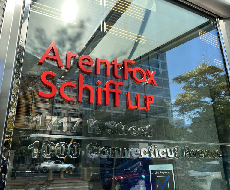 ArentFox Schiff offices in Washington, D.C. Photo: Diego M. Radzinschi/ALM