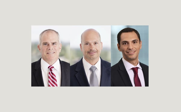 (l-r) Walter Andrews, Michael Levine, and Yaniel Abreu, with Hunton Andrews Kurth.