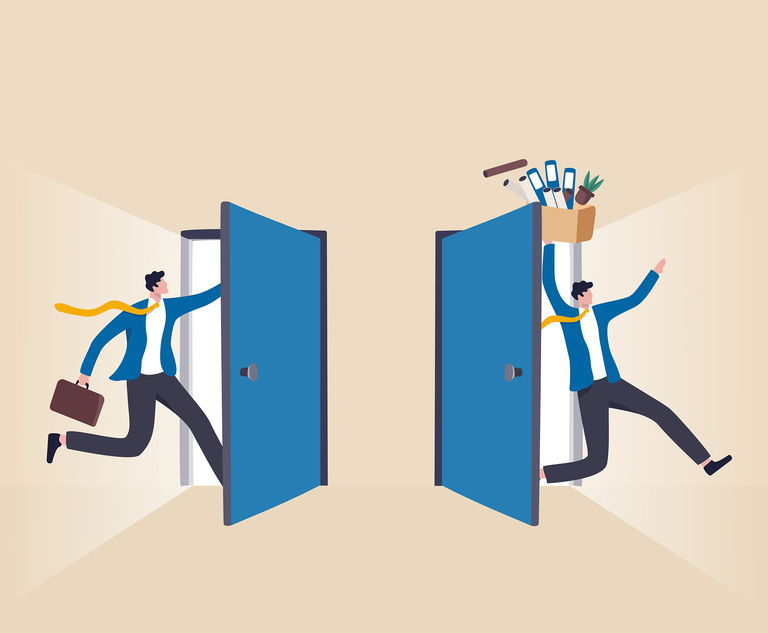 Businesspeople rushing in and out of doorways. Credit: Nuthawut/Adobe Stock.