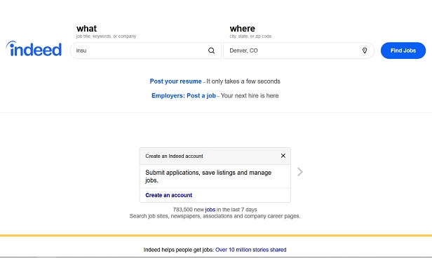 Indeed screenshot
