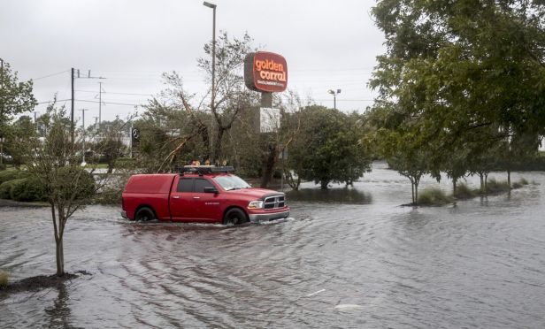Flooded parking lot