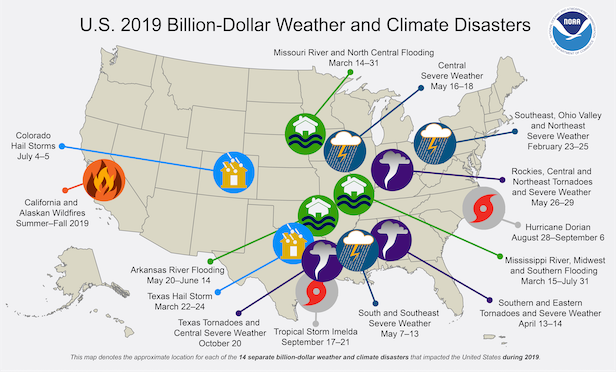 2019 US Billion Dollar Disasters Map 0 