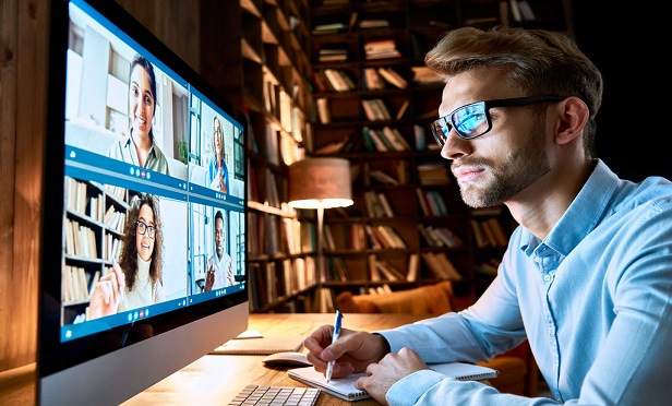 Man on a video chat.