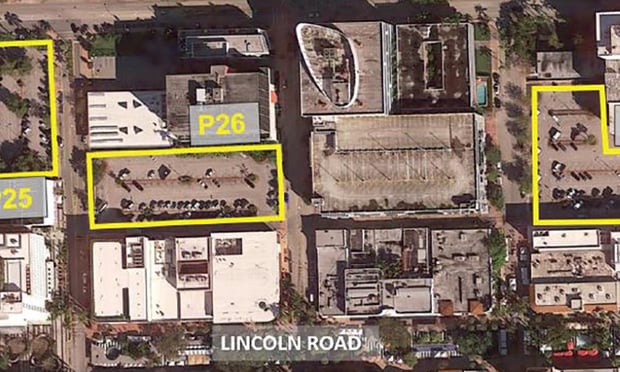 This is an aerial view of the 1.3-acre development site in Miami Beach where the city wants a private group to build new office space. (Free use image/ALM Media)