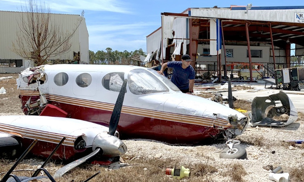 Damaged aircraft from Hurricane Dorian at the airport in Freeport, Bahamas. (Photo Yussuf Aleem)