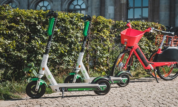E-bikes and e-scooters are an increasingly common option in urban "micro-mobility" transportation networks, where a user rents a bike/scooter for short trips around a specific locale. (Shutterstock)