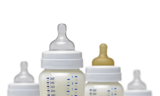 Baby bottles lined up