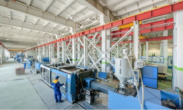 Inside a polymer manufacturing facility.