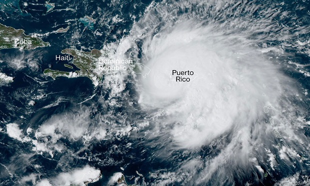 Satellite image of Hurricane Fiona as it travels across the Caribbean.
