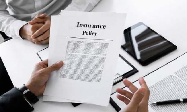 Close-up of an insurance policy.