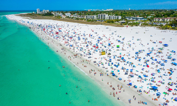 Florida's Siesta Key Beach in Sarasota is a popular spring break travel destination. (Suncoast Aerials/Shutterstock/ALM archives)