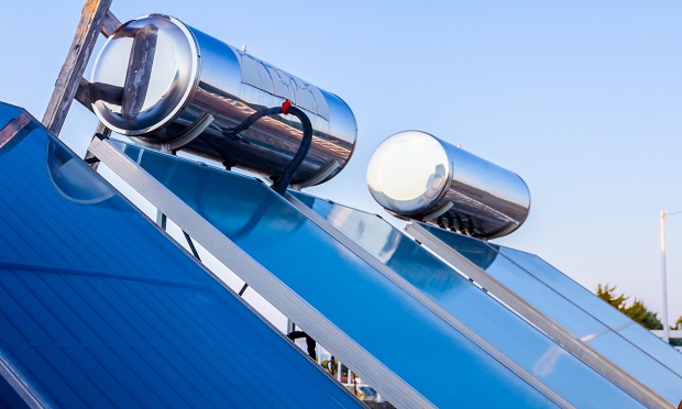 Solar water heaters are often placed on rooftops.
