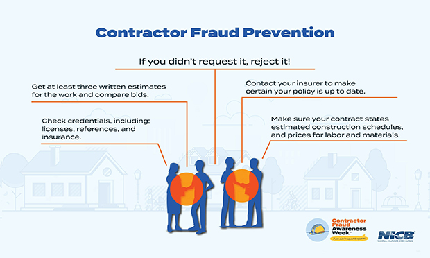 As part of its Contractor Fraud Awareness Week, the National Insurance Crime Bureau is offering tips to help policyholders spot and avoid dishonest contractors. (Credit: National Insurance Crime Bureau) 