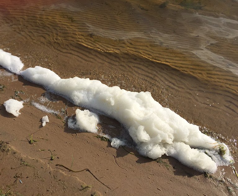 PFAS foam on the beach near Van Ettan Lake in Oscoda, Michigan. Credit: Michigan Department of Environment, Great Lakes, and Energy/Wikicommons