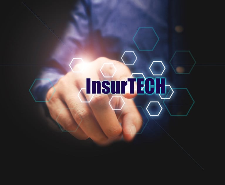 Insurance technology (Insurtech) concept and businessman pressing on text with virtual screen.