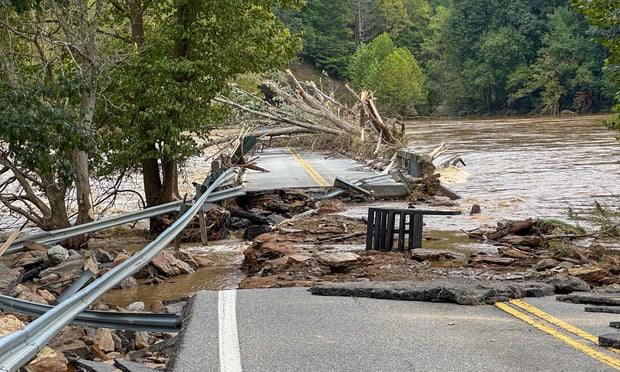 Low Water Bridge on the New River in Fries, Virginia was destroyed by Hurricane Helene.